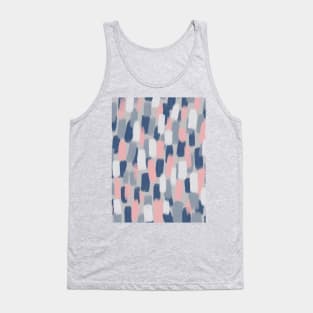 Abstract, Navy Blue, Grey and Blush Pink Paint Brush Effect Tank Top